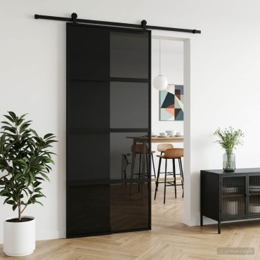 vidaXL Συρόμενη Πόρτα 90 x 205 cm Θρυμματισμένο Γυαλί και Αλουμίνιο