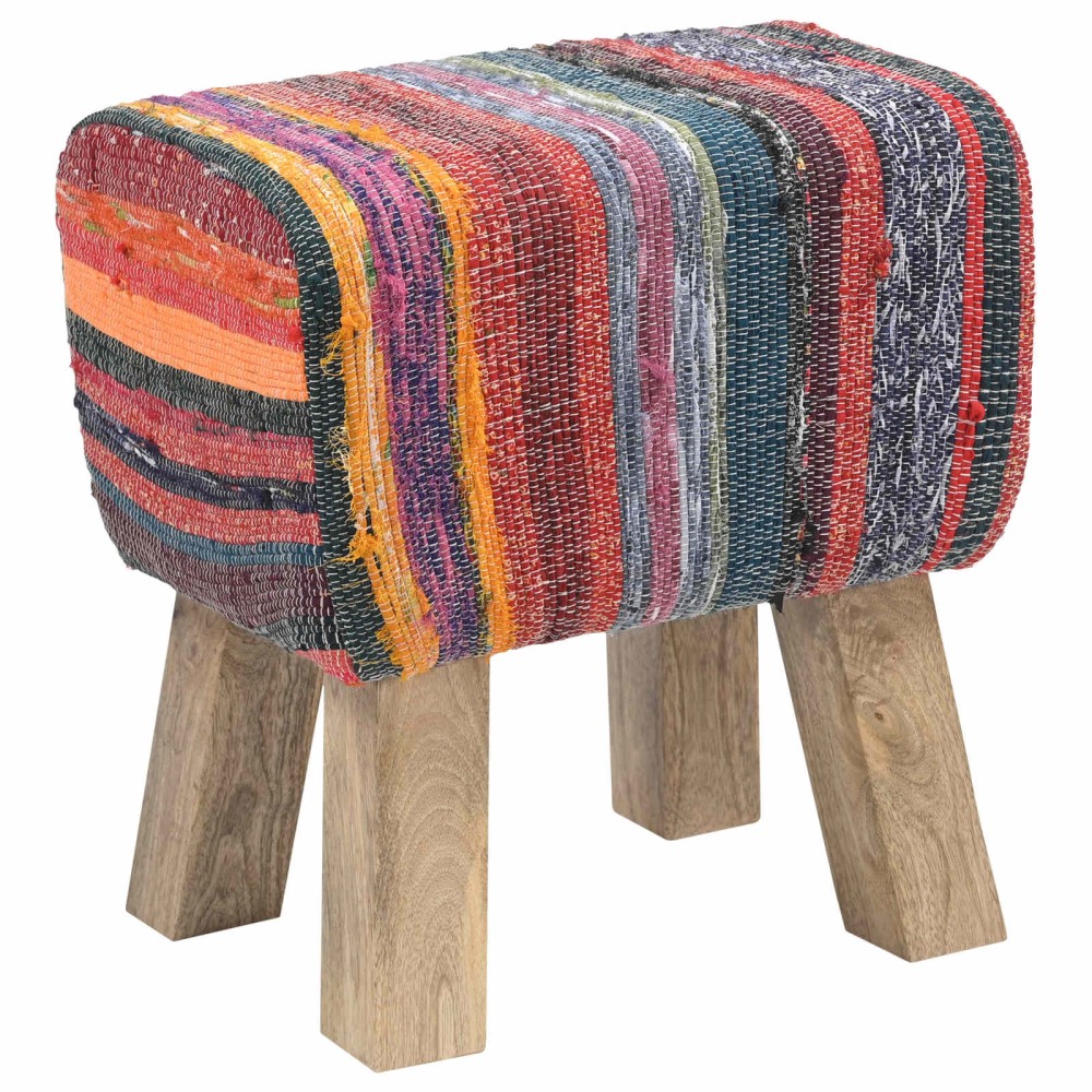 vidaXL παγκάκι 40x30x45cm Αληθινό Δέρμα Πολύχρωμο