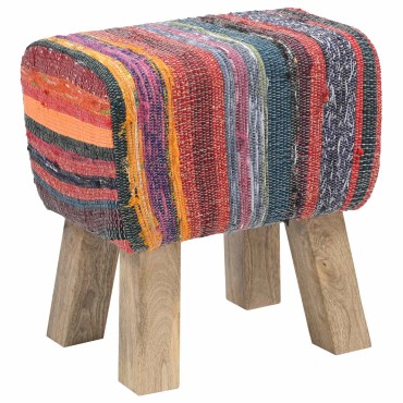 vidaXL παγκάκι 40x30x45cm Αληθινό Δέρμα Πολύχρωμο