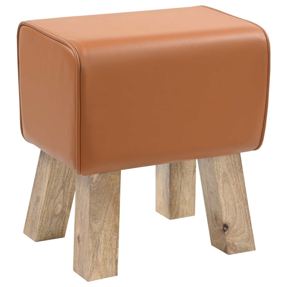 vidaXL παγκάκι 40x30x45cm Αληθινό Δέρμα Καφέ