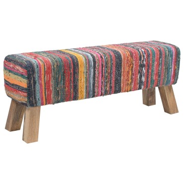 vidaXL παγκάκι 110x30x45cm Αληθινό Δέρμα Πολύχρωμο