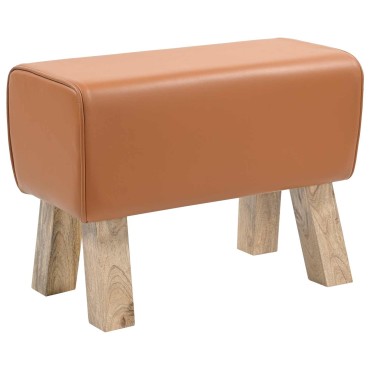 vidaXL παγκάκι 60x30x45cm Αληθινό Δέρμα Καφέ