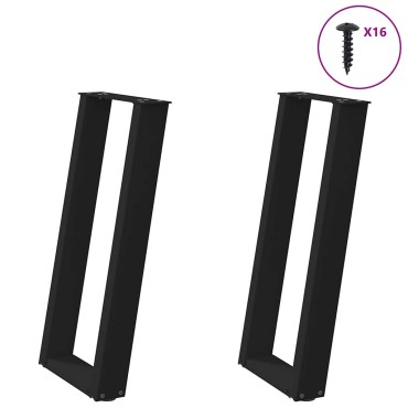 vidaXL Πόδια Κονσόλας σε Σχήμα U 2 τεμ. Μαύρο 38x(72-73)cm Ατσάλι