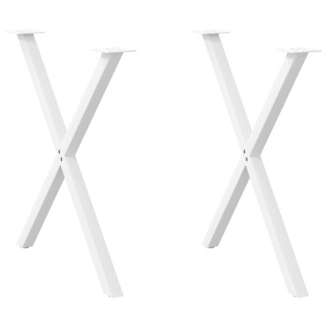 vidaXL Πόδια Τραπεζαρίας σε Σχήμα Χ, 2 τεμ. Λευκά 70x(72-73)cm Ατσάλι