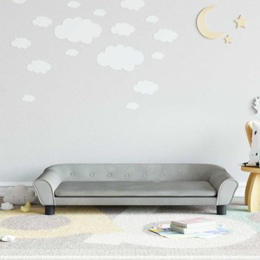 vidaXL Καναπές Παιδικός Ανοιχτό Γκρι 100x50x26cm από Βελούδο 1 τεμ.
