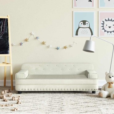 vidaXL Καναπές Παιδικός Κρεμ 90x53x30cm από Βελούδο 1 τεμ.