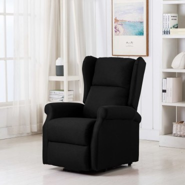 vidaXL Πολυθρόνα με Ανύψωση Μαύρη Υφασμάτινη 73x95x103cm 1 τεμ.