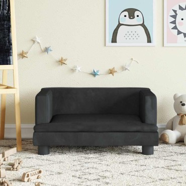 vidaXL Καναπές Παιδικός Μαύρος 60x40x30cm από Βελούδο 1 τεμ.