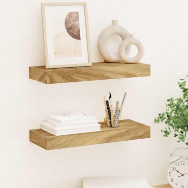 vidaXL Ράφια Τοίχου 2 τεμ. 40x15x4cm από Μασίφ Ξύλο Teak