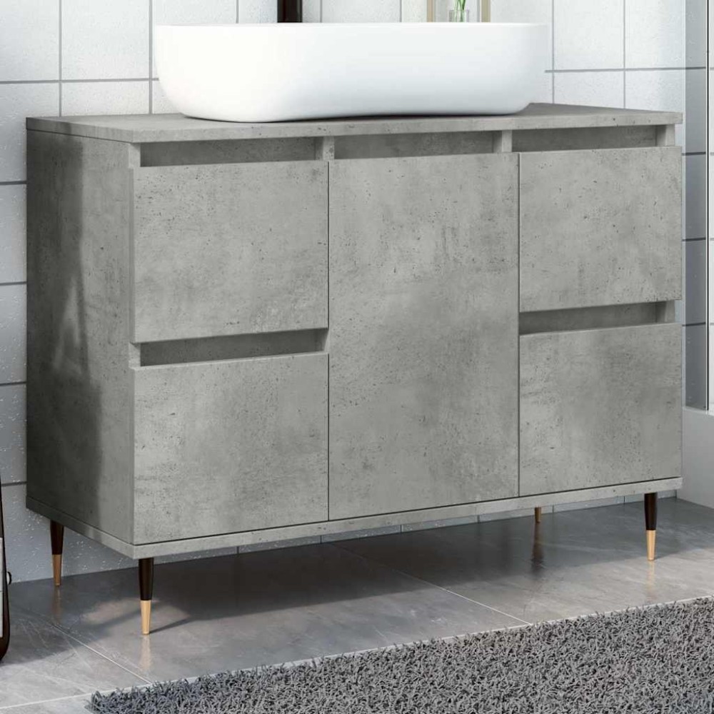 vidaXL Ντουλάπι Μπάνιου Γκρι Σκυροδέματος 80x33x60cm Επεξ. Ξύλο