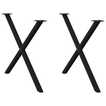 vidaXL Πόδια Τραπεζαρίας σε Σχήμα Χ, 2 τεμ. Μαύρα 90x(72-73)cm Ατσάλι