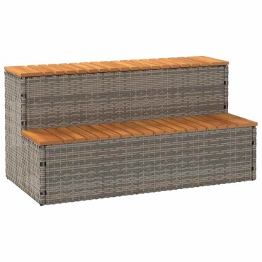 vidaXL Βήμα υδρομασάζ Γκρι 100x50x50,5 εκ. Συνθετικό Ρατάν/Ακακίας
