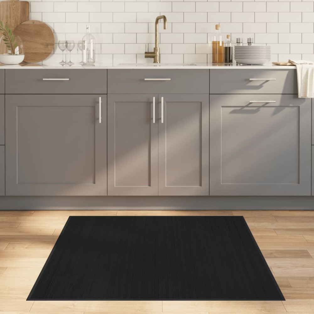 vidaXL Χαλί Τετράγωνο Μαύρο 100x100cm από Μπαμπού