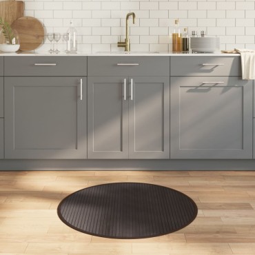 vidaXL Χαλί Στρογγυλό Σκούρο Καφέ από Μπαμπού 80x80cm