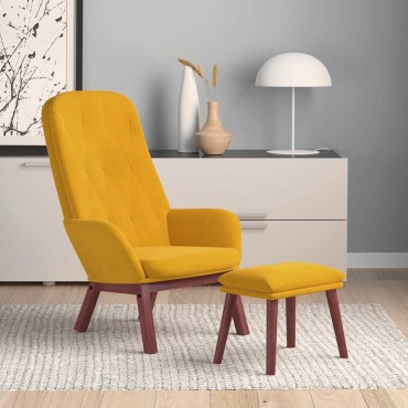 vidaXL Πολυθρόνα Relax Κίτρινη Μουσταρδί Βελούδινη με Υποπόδιο 70x77x98cm 1 τεμ.