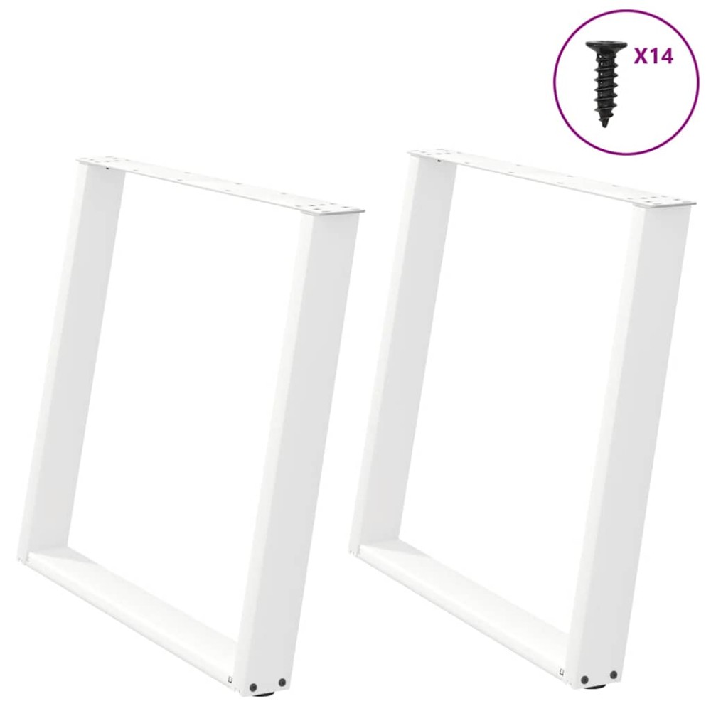 vidaXL Πόδια Τραπεζαρίας σε Σχήμα U 2 τεμ. Λευκά 100x(72-73)cm Ατσάλι