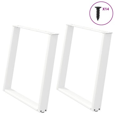 vidaXL Πόδια Τραπεζαρίας σε Σχήμα U 2 τεμ. Λευκά 100x(72-73)cm Ατσάλι