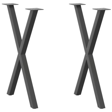vidaXL Πόδια Τραπεζαρίας σε Σχήμα Χ, 2 τεμ. Ανθρακί 57x(72-73)cm Ατσάλι
