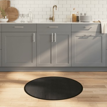 vidaXL Χαλί Στρογγυλό Μαύρο από Μπαμπού 80x80cm