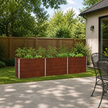 vidaXL Υψωμένο Κρεβάτι Κήπου Σκ rusty 240 x 40 x 55 εκ. κοντόν
