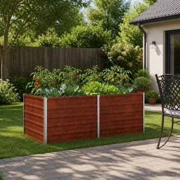 vidaXL Υψωμένο Κρεβάτι Κήπου Σκ rusty 160 x 80 x 55 εκ. κοντόν
