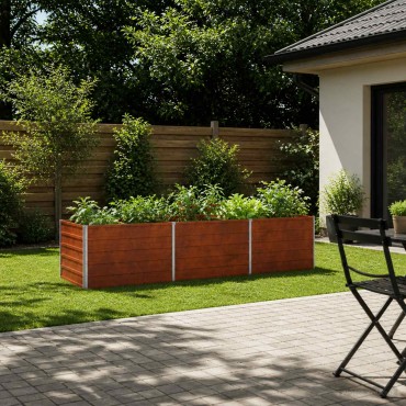 vidaXL Υψωμένο Κρεβάτι Κήπου Σκ rusty 240 x 80 x 55 εκ. κοντόν