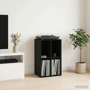 vidaXL Ντουλάπι δίσκων βινυλίου Μαύρη Δρυς 44,5x36,5x74,5 εκ 1 τεμ.