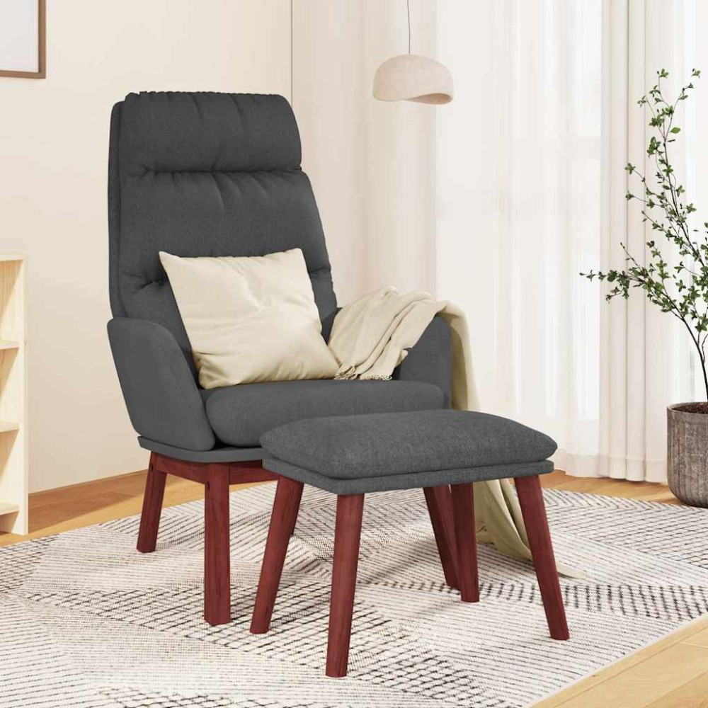 vidaXL Πολυθρόνα Relax Σκούρο Γκρι Υφασμάτινη με Σκαμπό 70x77x98cm 1 τεμ.