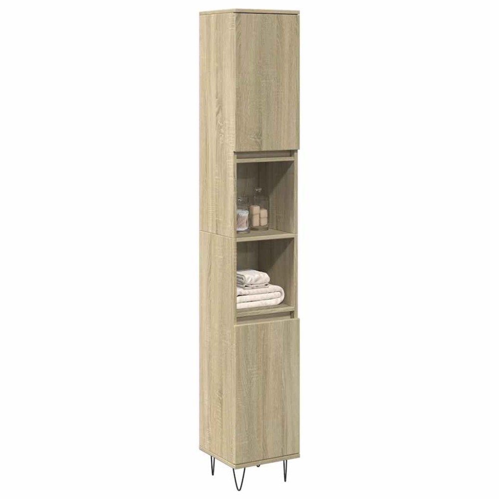 vidaXL Ντουλάπι Μπάνιου Sonoma Δρυς 30x30x190cm Επεξεργασμένο Ξύλο 1 τεμ.