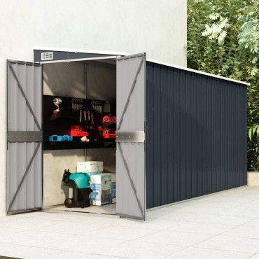 vidaXL Αποθήκη Κήπου Επιτοίχια Ανθρακί 118 x 382 x 178 εκ. από Ατσάλι