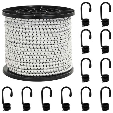 vidaXL Σχοινιά Bungee με Γάντζους 8 mm Μαύρο και Λευκό