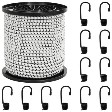 vidaXL Σχοινιά Bungee με Γάντζους 6 mm Μαύρο και Λευκό