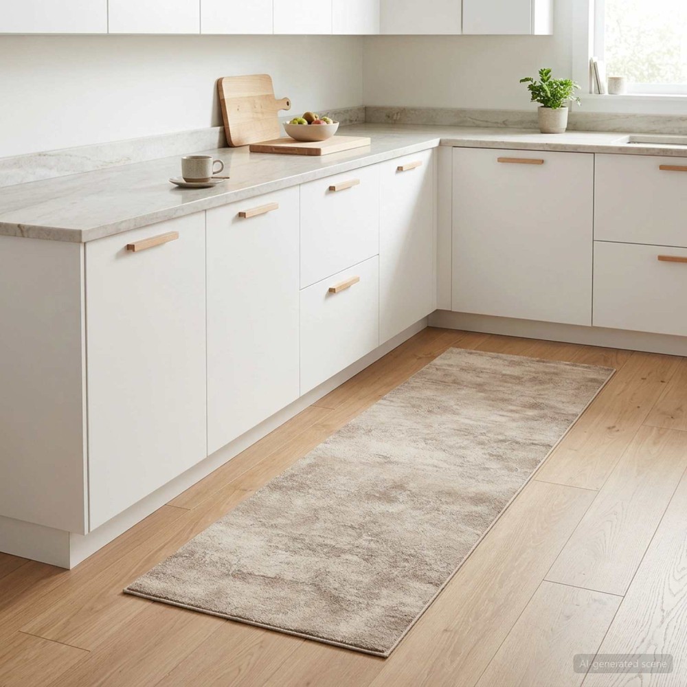 vidaXL Χαλί Κουζίνας Μπεζ σκυρόδεμα 150 x 45 εκ 100% Πολυαμίδιο