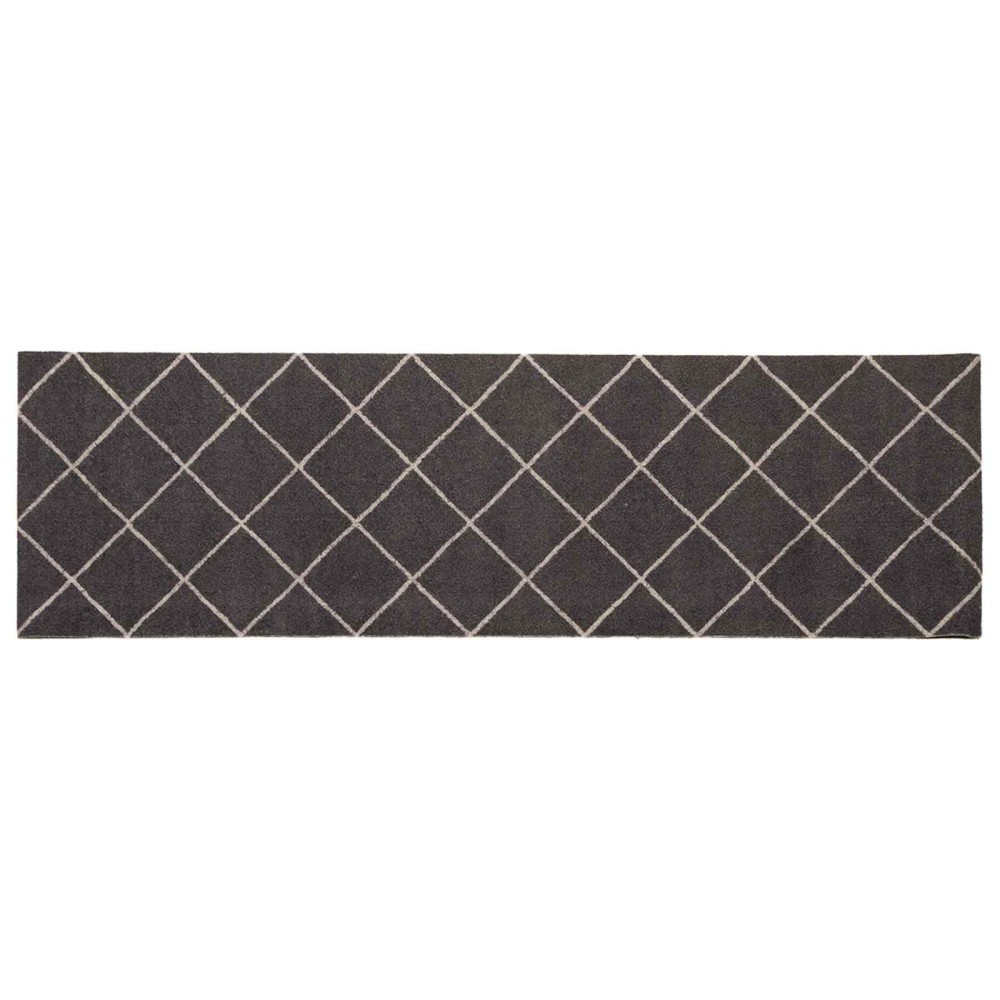 vidaXL Χαλί Κουζίνας Ανθρακί καρό 180 x 60 cm 100% Πολυαμίδιο Πλένεται