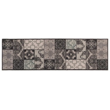 vidaXL Χαλί Κουζίνας μαύρο μωσαϊκό 180 x 60 cm 100% Πολυαμίδιο