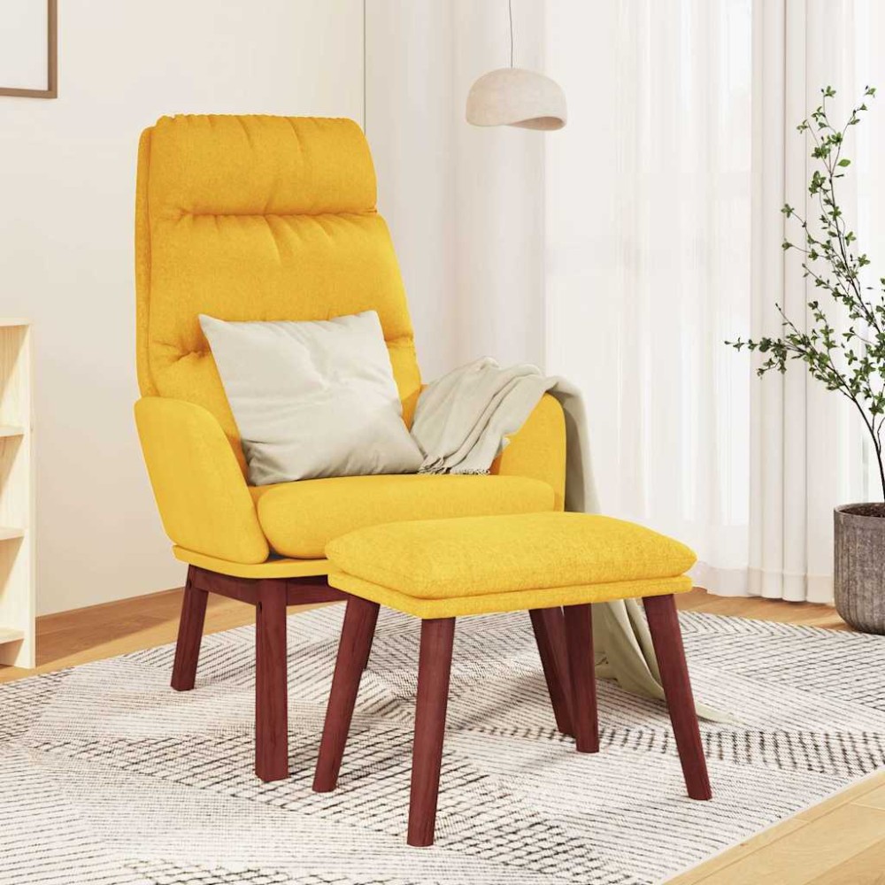 vidaXL Πολυθρόνα Relax Κίτρινη Μουσταρδί Υφασμάτινη με Σκαμπό 70x77x98cm 1 τεμ. vidaXL Πολυθρόνα Relax Κίτρινη Μουσταρδί Υφασμάτινη με Σκαμπό 70x77x98cm 1 τεμ.