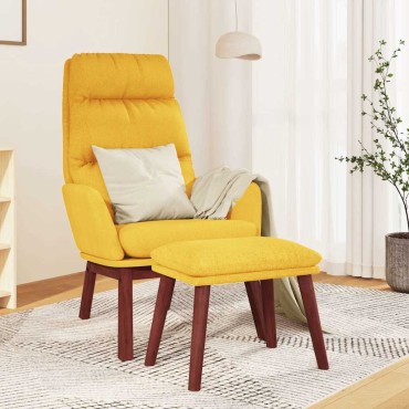 vidaXL Πολυθρόνα Relax Κίτρινη Μουσταρδί Υφασμάτινη με Σκαμπό 70x77x98cm 1 τεμ.