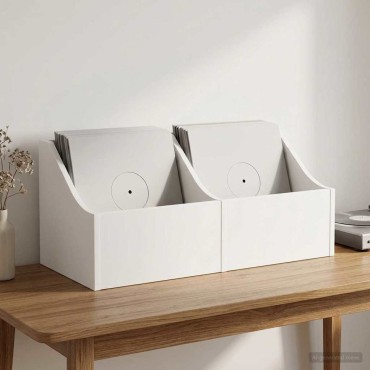 vidaXL Κουτί LP 2 τμχ. Λευκό 37 x 33 x 32 εκ. Επεξεργασμένο Ξύλο