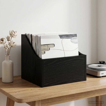 vidaXL Κουτί LP Μαύρη Δρυς 37 x 33 x 32 εκ. Επεξεργασμένο Ξύλο