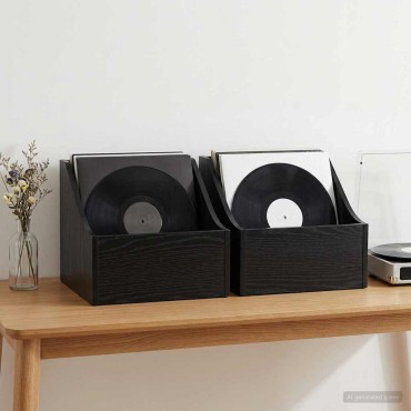vidaXL Κουτί LP 2 τμχ. Μαύρη Δρυς 37 x 33 x 32 εκ. Επεξεργασμένο Ξύλο