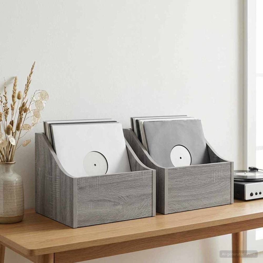 vidaXL Κουτί LP 2 τμχ. Γκρι Sonoma 37 x 33 x 32 εκ. Επεξεργασμένο Ξύλο
