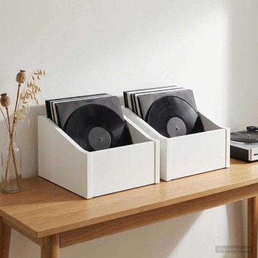 vidaXL Κουτί LP 2 τμχ. Λευκό 23 x 33 x 16 εκ. Επεξεργασμένο Ξύλο