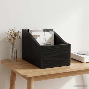 vidaXL Κουτί LP Μαύρη Δρυς 18 x 32 x 18 εκ. Επεξεργασμένο Ξύλο