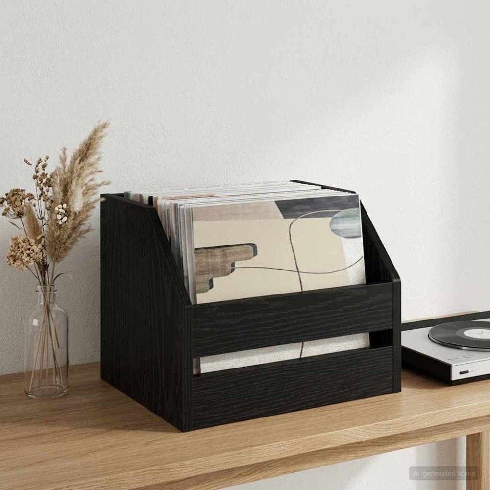 vidaXL Κουτί Άλμπουμ Βινυλίου Μαύρη Δρυς 38 x 30 x 29 εκ
