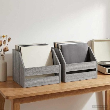 vidaXL Κουτί Άλμπουμ Βινυλίου 2 τμχ. Γκρι Sonoma 38 x 30 x 29 εκ