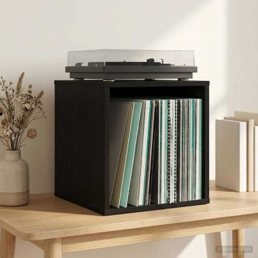 vidaXL Κουτί Άλμπουμ Βινυλίου Μαύρη Δρυς 37 x 36,5 x 38 εκ.
