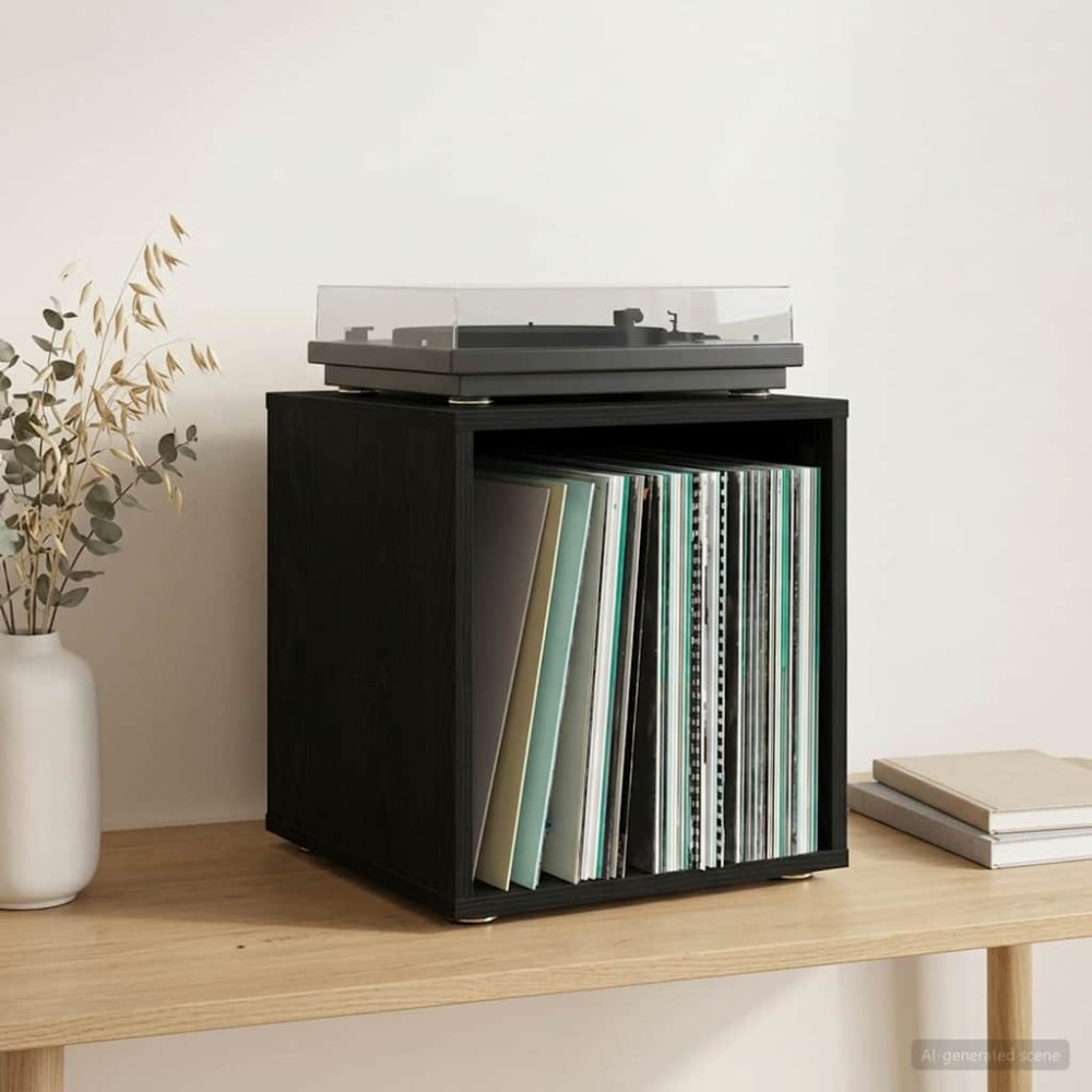 vidaXL Κουτί Άλμπουμ Βινυλίου 2 τμχ. Μαύρη Δρυς 37 x 36,5 x 38 εκ.