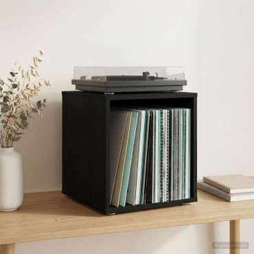 vidaXL Κουτί Άλμπουμ Βινυλίου 2 τμχ. Μαύρη Δρυς 37 x 36,5 x 38 εκ.