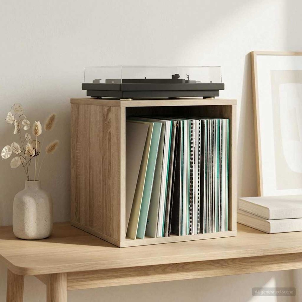 vidaXL Κουτί Άλμπουμ Βινυλίου 2 τμχ. Sonoma Δρυς 37 x 36,5 x 38 εκ.