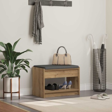 vidaXL Πάγκος Παπουτσιών με Μαξιλάρι Artisan Δρυς 63x38x45 εκ 1 τεμ.